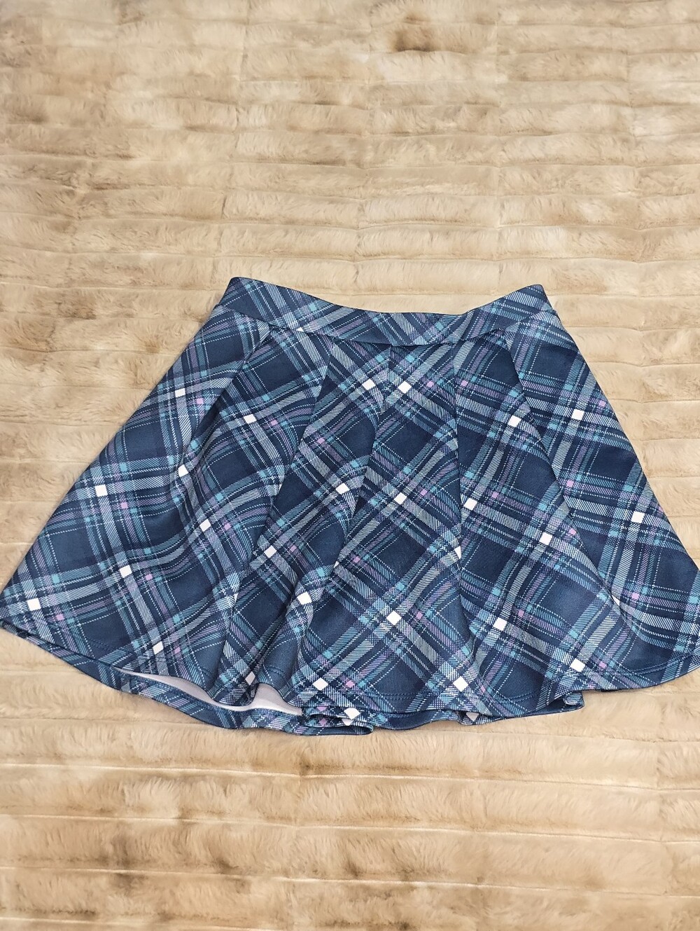 Ally B Blue Plaid Pleated Skort Built-In Shorts Youth Size M 10-12